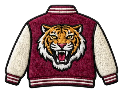 Jacket back embroidery with tiger crest