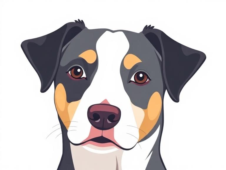 Colour vector illustration of a dog redrawn from a photograph
