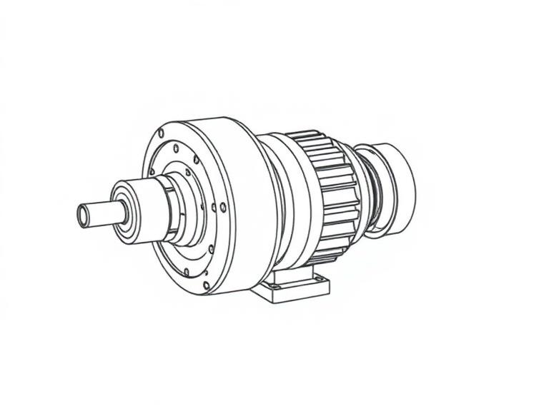 Black-only vector line drawing of a mechanical part for an instruction manual